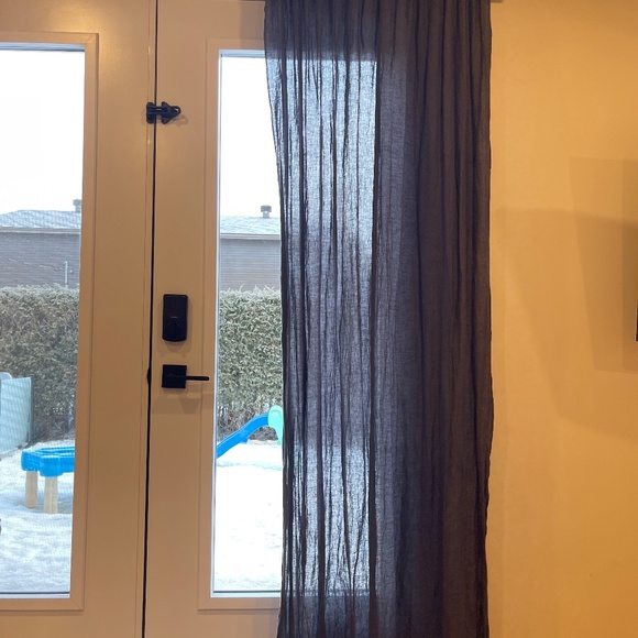set of EUROPEAN FLAX™-CERTIFIED LINEN SMOKEY BLUE WINDOW CURTAIN PANEL 48''X84'' - Picture 3 of 6